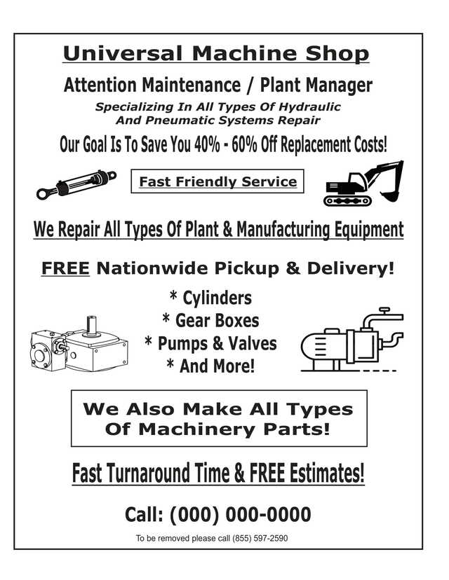 Equipment fax flyer sample 3