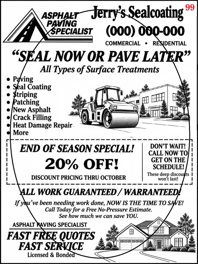 Promo 99 sealcoating fax flyer sample