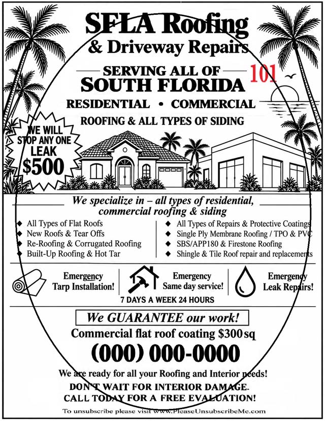 Roofers fax flyer Promo 101