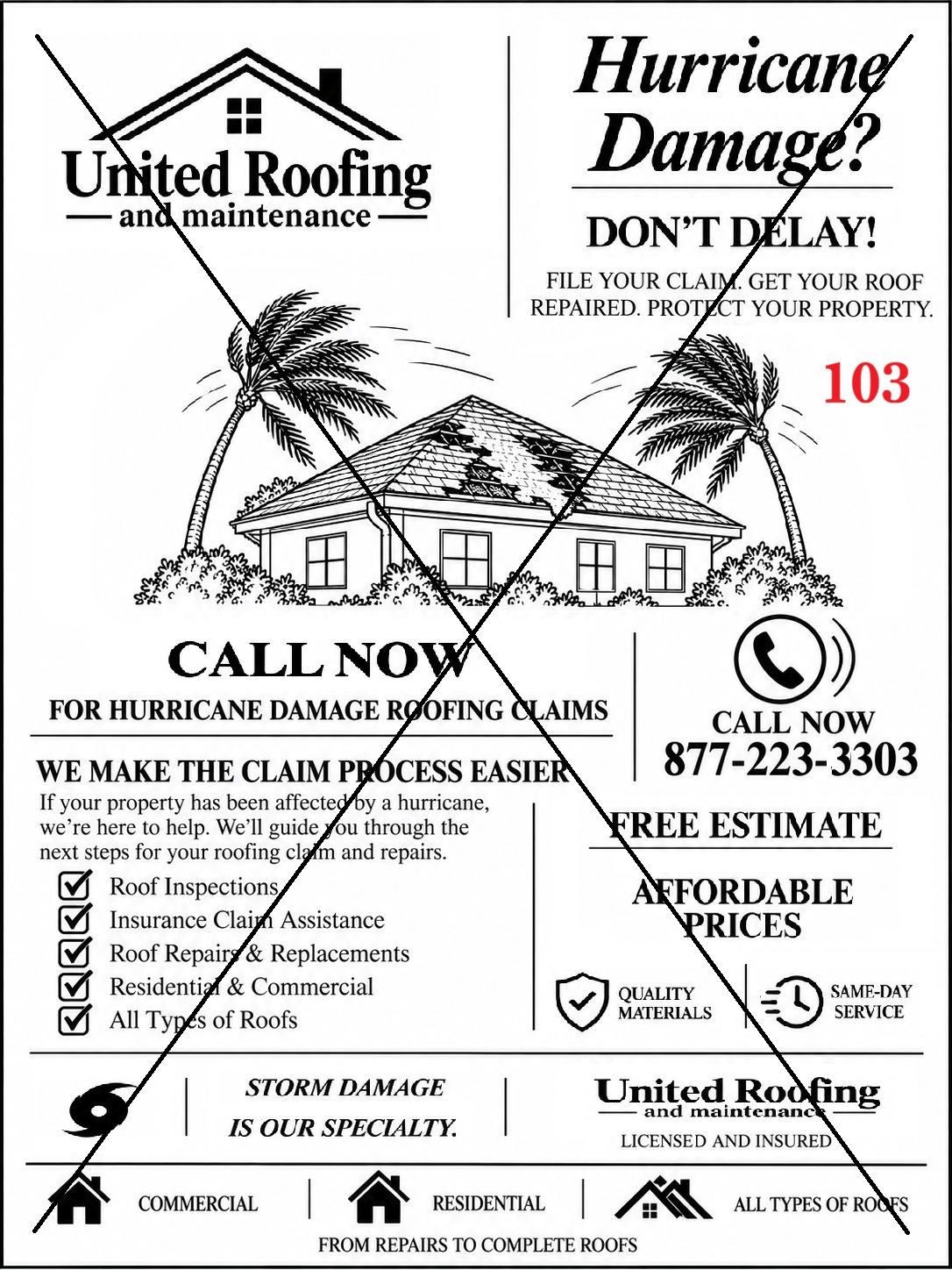 Roofers fax flyer Promo 103